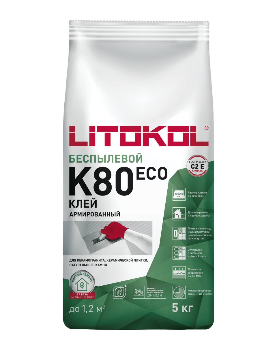 Купить LITOFLEX K80 ECO серый-клеевая смесь 5kg bag в Краснодаре