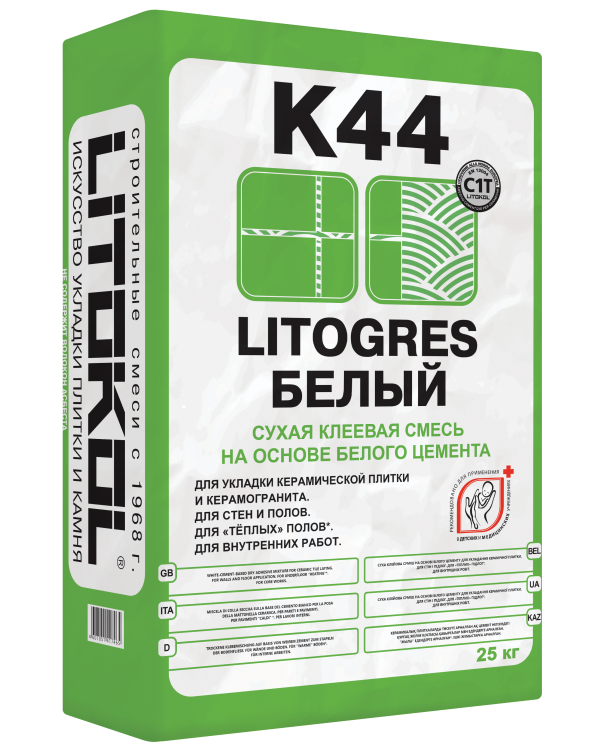 Купить Litogres К44 белый - клеевая смесь 25kg bag в Воронеже-1