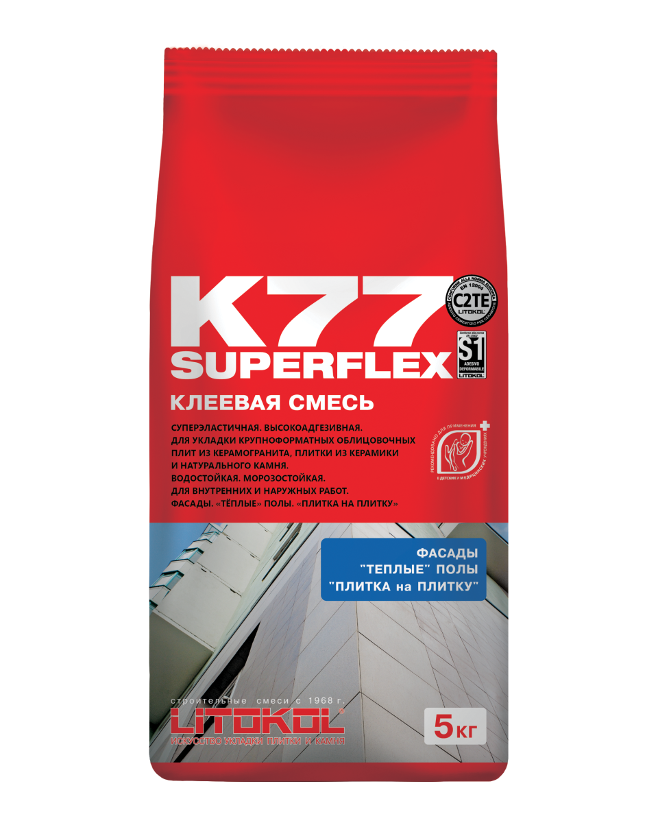 Купить SUPERFLEX K77 серый-клеевая смесь 5kg bag в Краснодаре #2