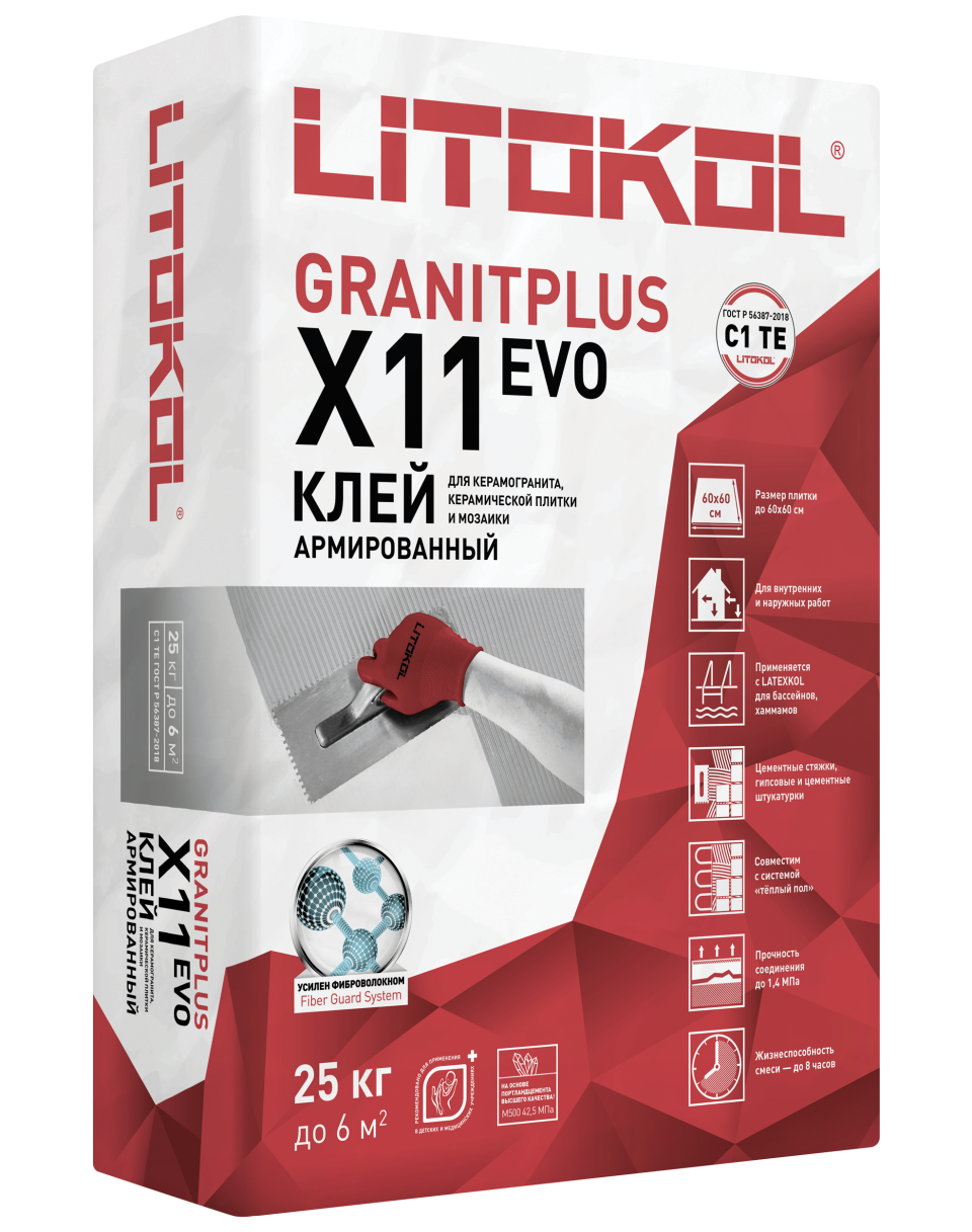 Купить LitoKol X11 EVO серый-клеевая смесь 25kg bag в Краснодаре