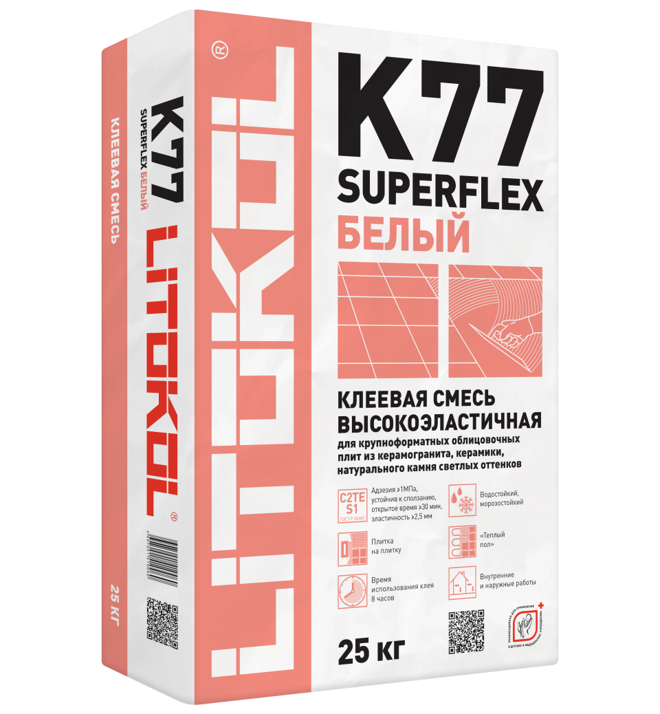 Купить SuperFlex K77 белый-клеевая смесь 25kg bag в Краснодаре #2