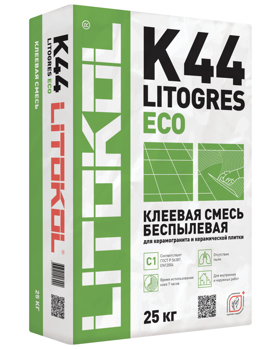 Купить Litogres К44 ECO- беспылевая клеевая смесь 25kg bag в Краснодаре