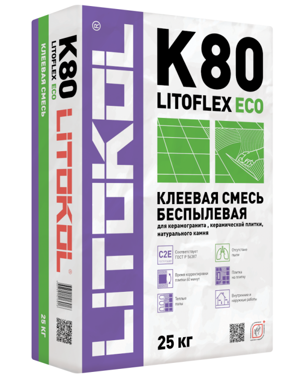 Купить LitoFlex К80 ECO- беспылевая клеевая смесь 25kg bag в Воронеже-1