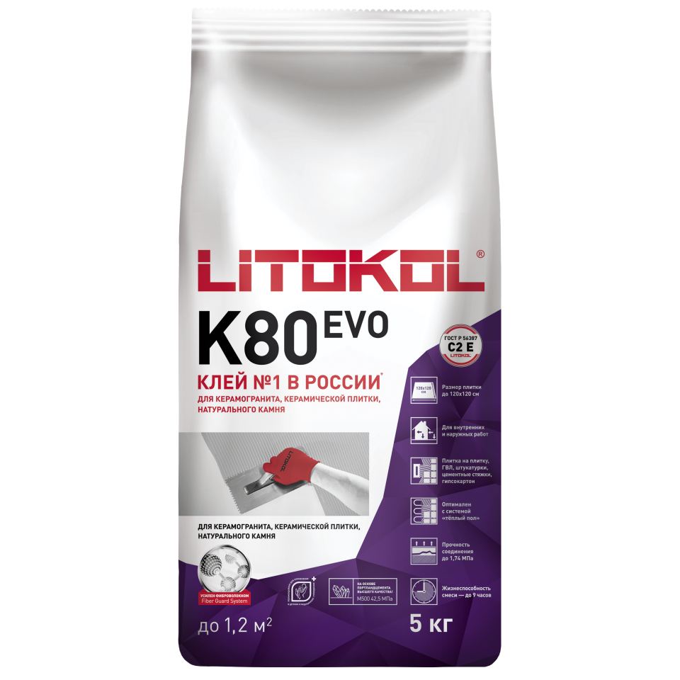 Купить LitoFlex K80-клеевая смесь 5kg Al.bag в Краснодаре