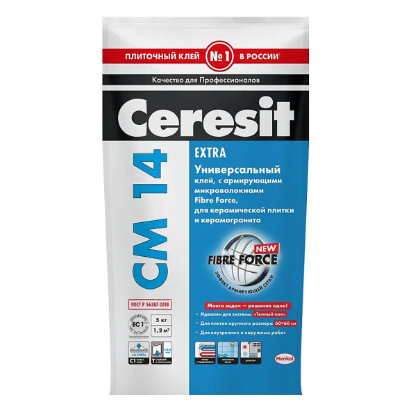 Купить Сeresit CM14/5кг Плиточный клей для керамогранита, РФ в Нижнем Новгороде-1